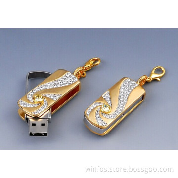 Customized Golden Color Crystal USB